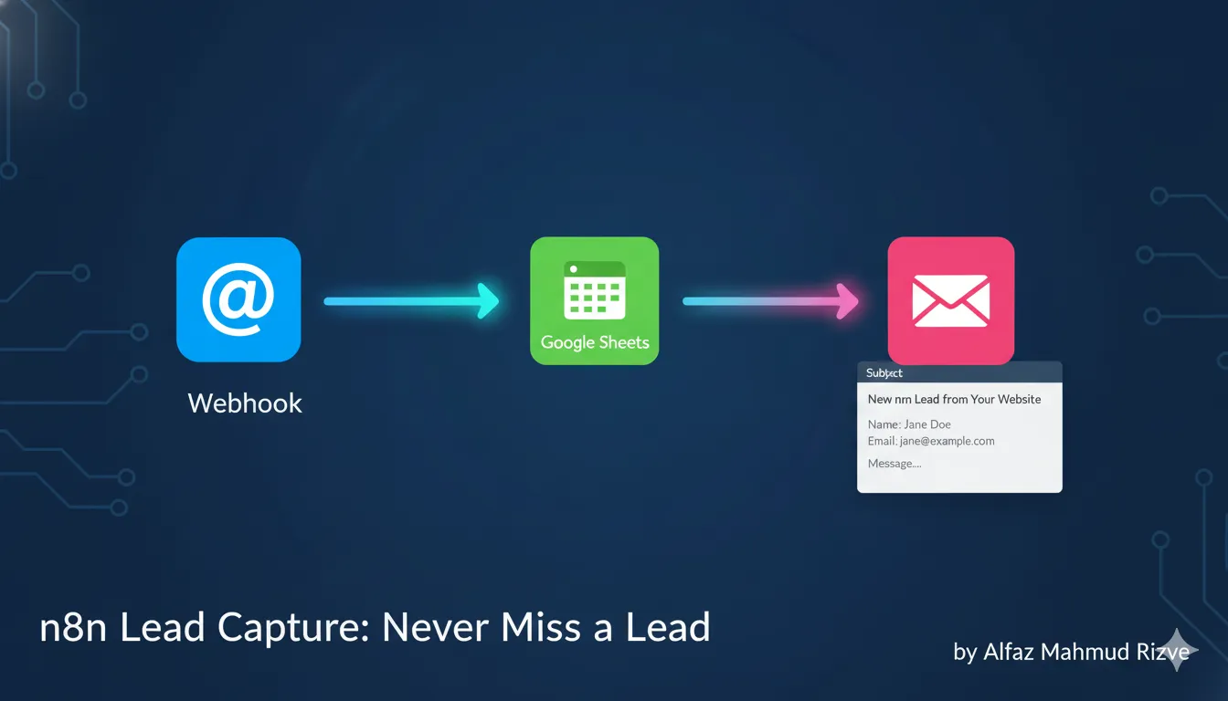 Elementor Pro form connected to an n8n Webhook node for n8n lead capture, illustrated for Alfaz Mahmud Rizve to show how WordPress forms send SaaS and agency lead data into automation workflows