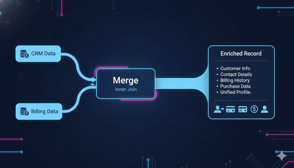 Merge Node Combining CRM and Billing Data – n8n Core Nodes Guide by Alfaz Mahmud Rizve whoisalfaz.me