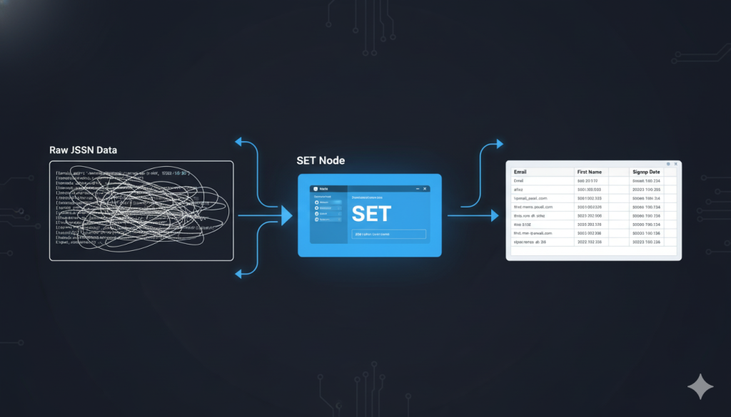 Set n8n core node transforming messy JSON data into clean renamed fields by Alfaz Mahmud Rizve automation for SaaS