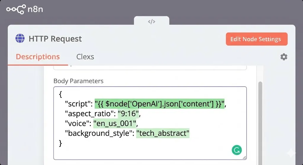 configuring HTTP request for outstanding ideas for YouTube Shorts automation using QuickVid API, demonstrated by Alfaz Mahmud Rizve at whoisalfaz.me.
